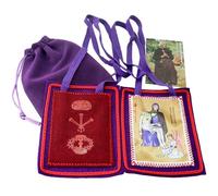 MERCILIA MEISHILAI 9 x 11 cm grande scapolare viola - Escapulario Morado de Bendición y Protección Wool Scapolare per Fine Orari - Include sacchetto di velluto viola e biglietto di preghiera