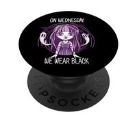 Mercoledì il mercoledì indossiamo nero gotico notte di Halloween PopSockets PopGrip Adesivo