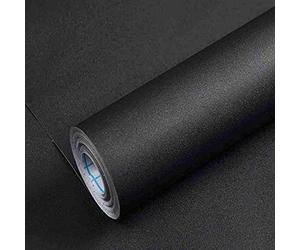 Mercoy 40cm x 300cm Carta Adesiva per Mobili Nero Pellicola Autoadesivo Mobili Carta da Parati Nero Impermeabile Vinilica Decorativa Bagno Cucina Camera da Letto Parete Desktop