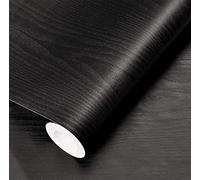 Mercoy Carta Adesiva per Mobili 40cm x 10m Legno Nero Carta da Parati Autoadesiva Impermeabile Pellicola Adesiva per mobile in Vinile Decorazione Mobili da Bagno Cucina Camera