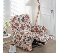 MeRcri Copripoltrona Relax Reclinabile 4 Pezzi Copri Poltrona Elettrica Fodera per Poltrona Reclinabile Elasticizzato Stampata 1 Posto Universale con Tasche Copertura Poltrona Chivas (Color : #33)