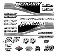 Mercury 90 Quattro 4 Tempi Decalcomania Kit Fuoribordo Motore Grafico Argento