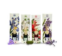 Mercury Italy - 4 Diffusori di Profumi - con Bacchetti in Bambù - Iris, Muschio, Lavanda - Essenza Fresca - per la Casa - Idea Regalo 125ml (Iris, Muschio, Marquise, Lavanda)