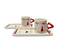 Mercury - Servizio 2 Tazzine da Caffè, in Porcellana - Decori Natalizi - per Colazione -, Tè, Idea Regalo per Natale
