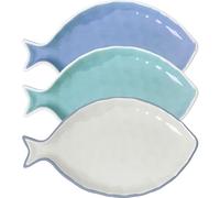 MERCURY SRL Piatto a Forma di Pesce - in Ceramica - Antipastiera - Vassoio - Pranzo Cena Natale - Colori Assortiti - 1 Pezzo - 26X14,5x3h cm