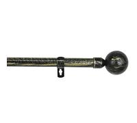 Mercury Textil - Asta semplice in ferro battuto, universale, estensibile, per tende, decorativa, (nero + oro, 120-210 cm, sfera)