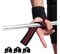 MERCURYAL Cinghie da Palestra con Fascia da Polsiere Palestra - Straps Palestra - Cinghie per Sollevamento Pesi Imbottite - Polsini Palestra - Fascette Palestra - Lifting Straps (Rosso)