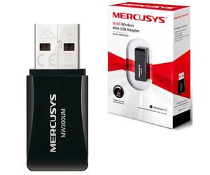 MERCUSYS Dongle Wi-Fi, N300, adattatore wireless mini USB Wi-Fi per PC/desktop/laptop, supporta Windows 10/8.1/8/7/XP (MW300UM)