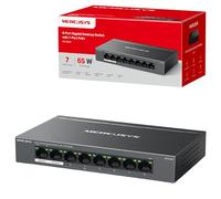 MERCUSYS MS108GP Switch PoE desktop Gigabit a 8 porte con PoE+ a 7 porte, estensore splitter Ethernet a lungo raggio da 250 m, compatibile con PD 802.3af/at, fino a 65 W, gestione dell'alimentazione