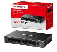 MERCUSYS Switch per computer Gigabit a 8 porte, 8 porte 10/100/1000 Mbps, installazione multipla, negoziazione automatica, MDI/MDIX, risparmio energetico, scatola di metallo, plug & play, nessuna