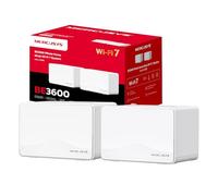 Mercusys TP-Link Halo H25BE Mesh Wi-Fi 7 BE3600Mbps Dual-Band, 3 Porte WAN/LAN Gigabit, Coperti fino a 460m2, 4K-QAM, MLO, Multi-RUs, Controllo da APP, 2pz