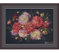 Merejka K-219 - Kit per punto croce, motivo: dalie, in cotone, multicolore, 30 x 40 cm