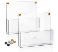 Merely Home Confezione da 2 organizer da parete in acrilico trasparente di alta qualità, supporto per posta, organizer da parete per ufficio, 3 colori di tappi a vite inclusi