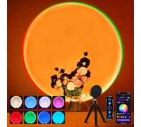 MeRGBW-Home Sunset Lampada Proiettore Multicolore, Luce del Tramonto Pulsante interruttore e controllo APP, Sunset Lamp Rotazione di 360 Gradi per Camera da Letto, Fotografia, Festa, Tiktok Live