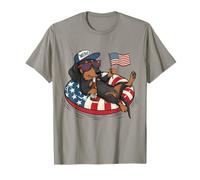 'Merica Bassotto 4 luglio Bandiera Americana Weiner Dog Lover Maglietta