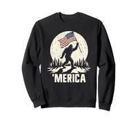 Merica Bigfoot Moon Funny 4 luglio Bigfoot Felpa