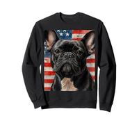 Merica Bulldog francese Bandiera americana 4 luglio Frenchie Felpa