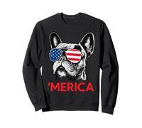 Merica Bulldog francese Bandiera americana 4 luglio Frenchie Felpa