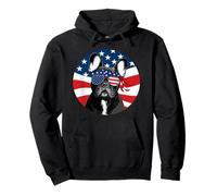 Merica Bulldog francese Bandiera americana 4 luglio Frenchie Felpa con Cappuccio