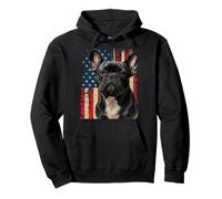 Merica Bulldog francese Bandiera americana 4 luglio Frenchie Felpa con Cappuccio