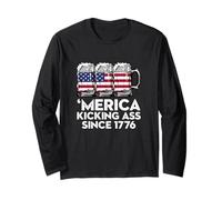 Merica calci in Culo dal 1776 Birra patriottica Divertente Maglia a Manica