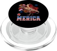 Merica Cat Riding Dinosaur T rex Patriotic Flag 4th Of July PopSockets PopGrip per MagSafe