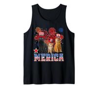 Merica Cats American Flag Firework Patriotic 4th of July Cat Canotta