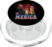 Merica Cats American Flag Firework Patriotic 4th Of July Cat PopSockets PopGrip per MagSafe
