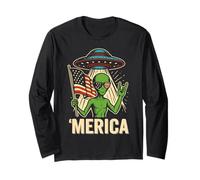 Merica Cool - UFO Patriottico Alieno, Divertente, Fantascienza Maglia a Manica