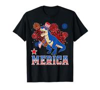 Merica Dinosaur T Rex Patriotic American Flag 4th of July Maglietta