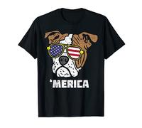 Merica English Bulldog American USA 4th Of July Fourth Dog Maglietta
