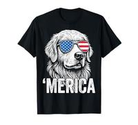 Merica Golden Retriever 4 luglio cane bandiera americana Maglietta
