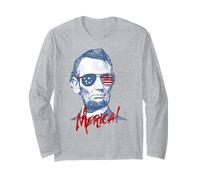 Merica Lincoln - 4th July Veterans or Memorial Day Abe Maglia a Manica