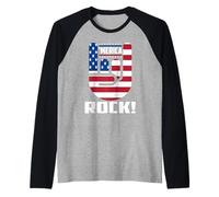 Merica Rock American Flag Patriotic 4th of July Maglia con Maniche Raglan