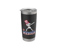 Merica Skeleton Dabbing 4th of July Patriotic American Flag Bicchiere termico in acciaio inox doppia parete