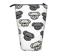 Merican Dog Head Stampa Telescopica Stand Up Pencil Bag/Stand Up Cancelleria/Makeup Bag/Storage Case, Nero , Taglia unica