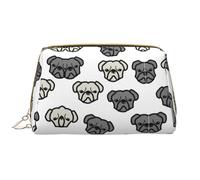 Merican Dog Head - Trousse in pelle con cerniera a mano, per penne, cancelleria, rossetto, articoli da toeletta, bianco, Taglia unica