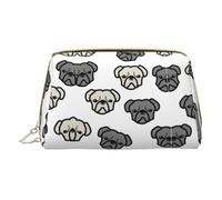 Merican Dog Head - Trousse portatile in pelle con cerniera, per rossetti, articoli da toeletta, bianco, Taglia unica