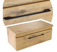 Merida - Armadietto da bagno sospeso, 80,5 x 40 x H32, con 1 cassetto completamente estraibile, effetto rovere, adatto per montaggio a parete o sottolavello, con manico nero (effetto quercia)