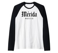 Merida Mexico Retro Yucatan Travel Art Cattedrale Messicana Maglia con Maniche Raglan
