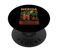 Merida Mexico Retro Yucatan Travel Art Cattedrale messicana PopSockets PopGrip Adesivo