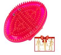 Meridian Brush Massage Body, Full Body Massage Brush, Handheld Professional Flexible Bristles, Relaxation Meridian Care with Acupuncture Point Chart (Red)