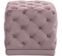 Meridian Furniture 137Pink Stella Collection Modern | Sgabello imbottito in velluto con profondo trapuntatura a bottoni e struttura in legno massello, rosa, 45,7 x 45,7 x 43,2 cm (larghezza x