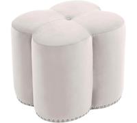 Meridian Furniture Clover Collection - Ottomano moderno in velluto imbottito a forma di fiore con chiodi in argento, 48,3 x 43,2 x 41,3 cm, colore: panna