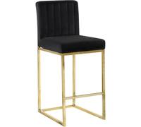 Meridian Furniture Giselle Collection Modern | Sgabello moderno imbottito in velluto, con base in metallo dorato lucido, 40,6 x 48,3 x 95,2 cm (larghezza x profondità x altezza), nero