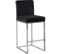 Meridian Furniture Giselle Collection Modern | Sgabello moderno imbottito in velluto, con base in metallo cromato lucido, 40,6 x 48,3 x 95,2 cm (larghezza x profondità x altezza), nero