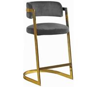 Meridian Furniture Stephanie Collection - Sgabello moderno imbottito in velluto con base in acciaio inossidabile color oro, 50,8 x 55,9 x 99,1 cm (larghezza x profondità x altezza)