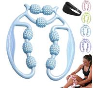 Meridian Massage Roller for Calf, Leg Massager Roller - 9 Wheel Calf Massager,Ergonomic 360° Handheld Circular Leg Clamp Massagers, Yoga Wheel Muscle for Calves, Thighs & Arms (Blue)