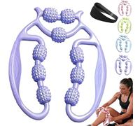 Meridian Massage Roller for Calf, Leg Massager Roller - 9 Wheel Calf Massager,Ergonomic 360° Handheld Circular Leg Clamp Massagers, Yoga Wheel Muscle for Calves, Thighs & Arms (Purple)