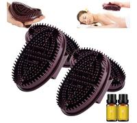 Meridian Pressure Brush, Meridian Brush Massage Brush, Handheld Meridian Brush Massage, Cellulite Brush Massage Tool, Portable Oil Brush Body Scrubber Bath (2Pcs-Brown)